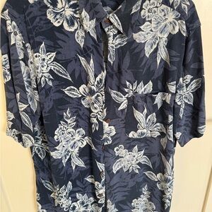 Caribbean Navy and White Floral Men's Shirt